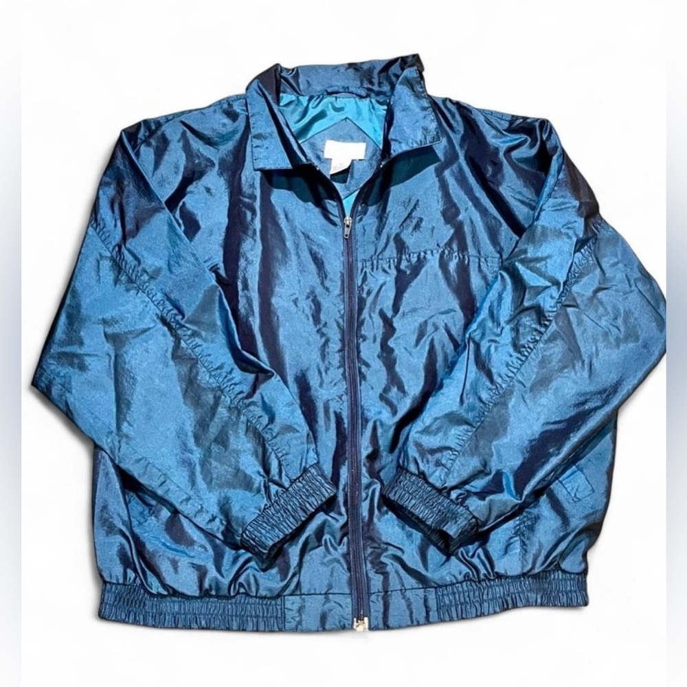 Adult Y2K Shiny Blue Puffer Jacket Size Large